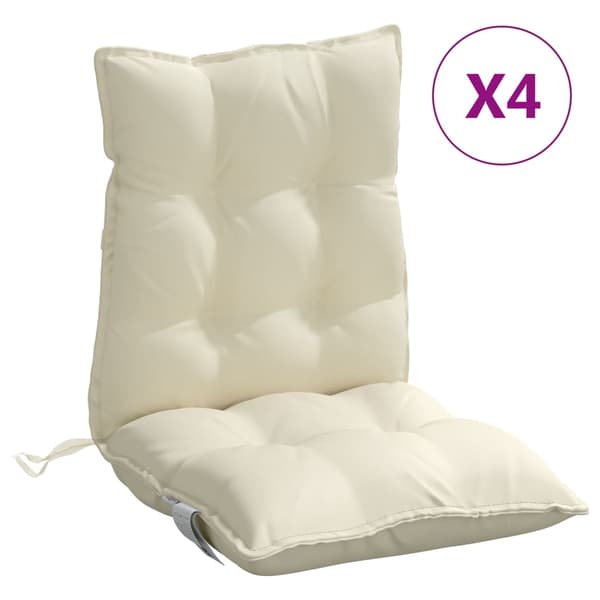 vidaXL Lågryggsdynor, 4 st, Creme