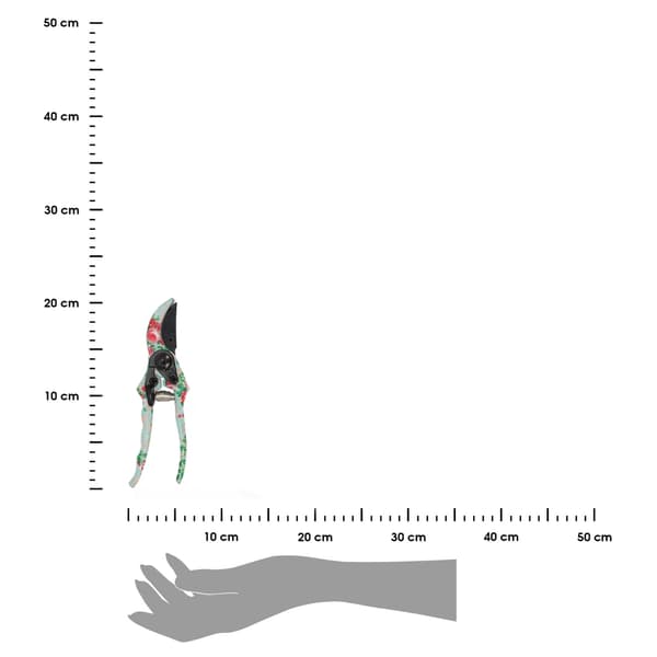 Trädgårdssekatör med rosenmotiv