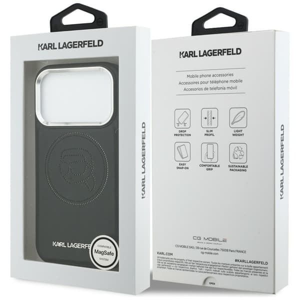 Karl Lagerfeld K Head Point Logo MagSafe-etui til iPhone 17 Pro, sort