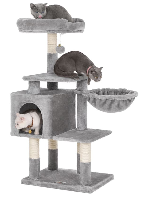 Ljusgrå klösbräda för katt 110 cm