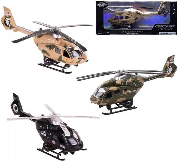 Metal pull-back helikopter med lys og lyd