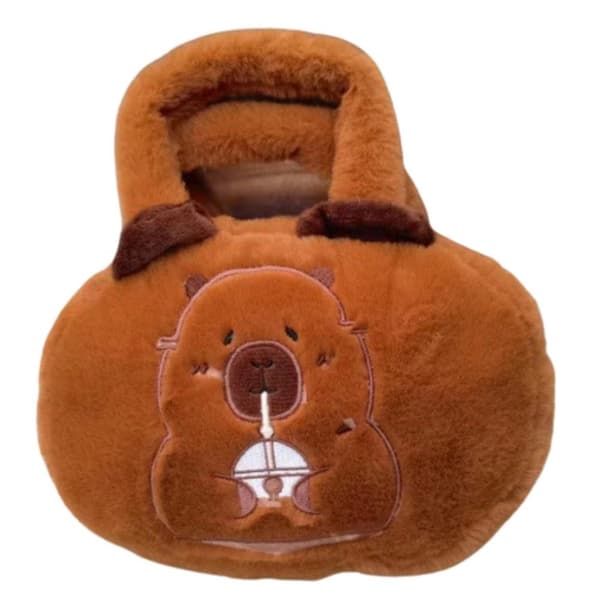 Kapybara plyschpåse med kopp brun 20cm