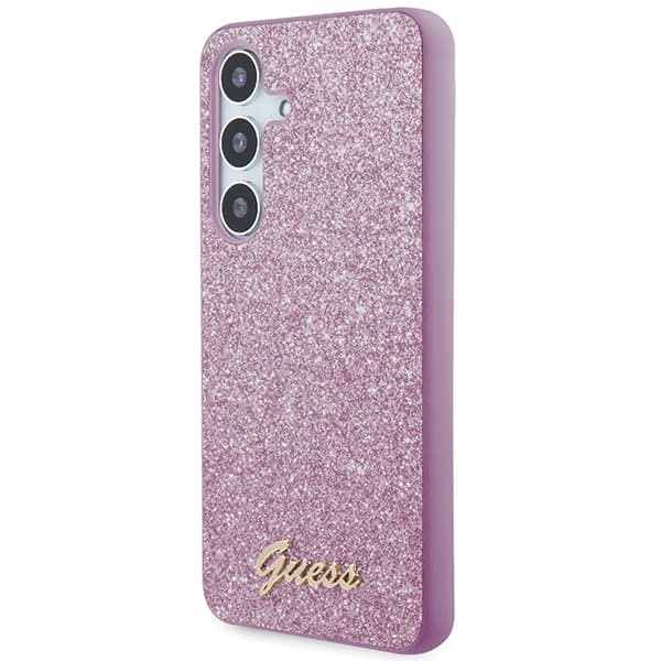 Guess Glitter Script cover til Galaxy S24+, lilla/lilla