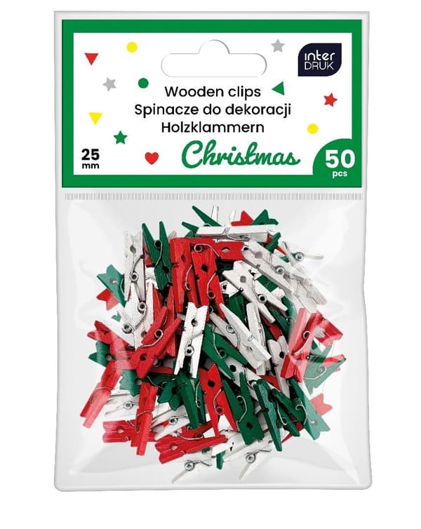 Mini farvede papirclips til julepynt 50 stk.