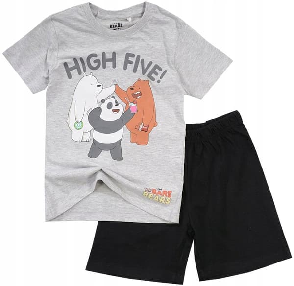 POJKPYJAMAS BETWEEN US BEARS bomull KORTÄRMAD grå 140 D013K