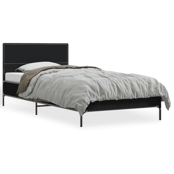 vidaXL sengestel sort 75x190 cm træ og metal