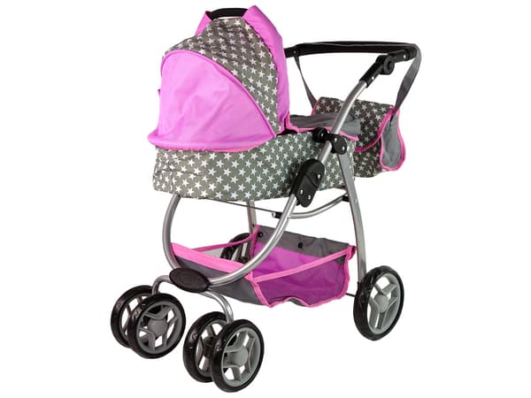 Dukkevogn 2 i 1 Gondoltaske Pink Stjerner