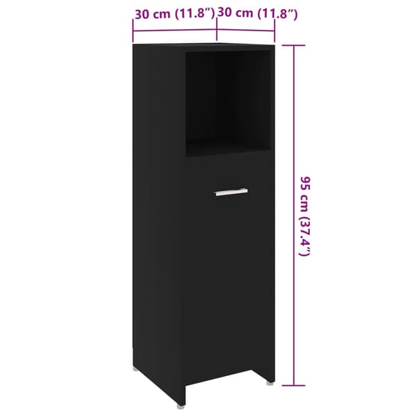 vidaXL badeværelsesskab sort 30x30x95 cm spånplade