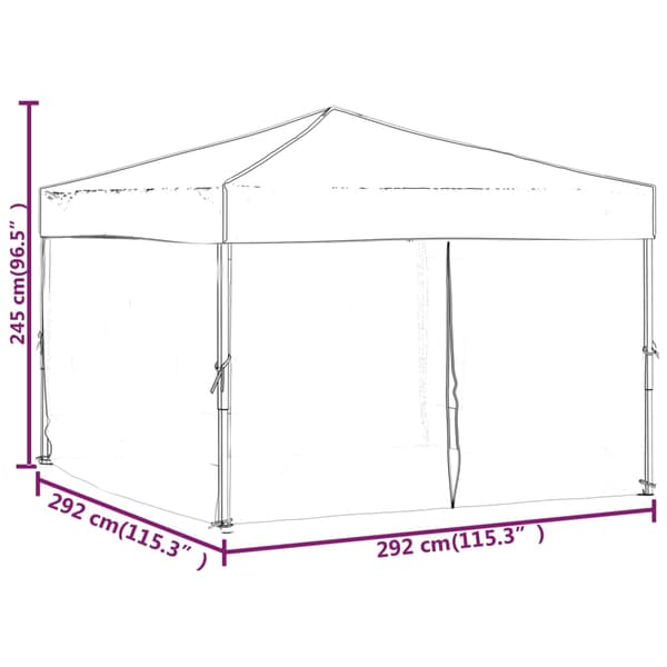 vidaXL foldbart festtelt med sider, cremefarvet, 3x3 m