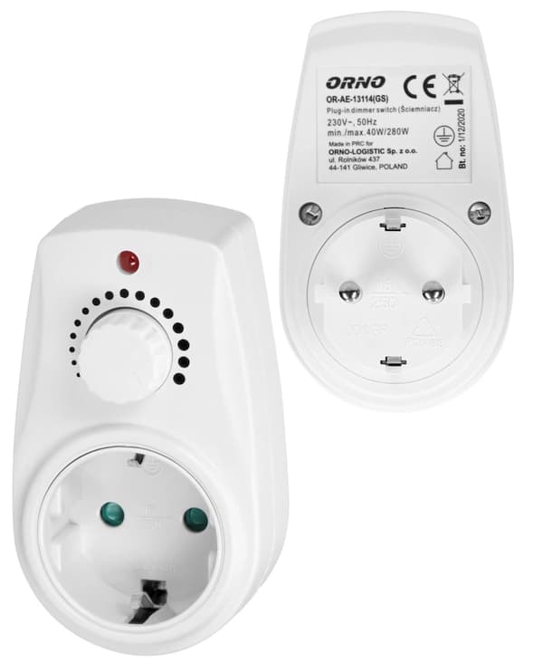 Lysdæmper Effekt Hastighedsregulator Netstikkontakt Jordforbindelse SCHUKO 280W