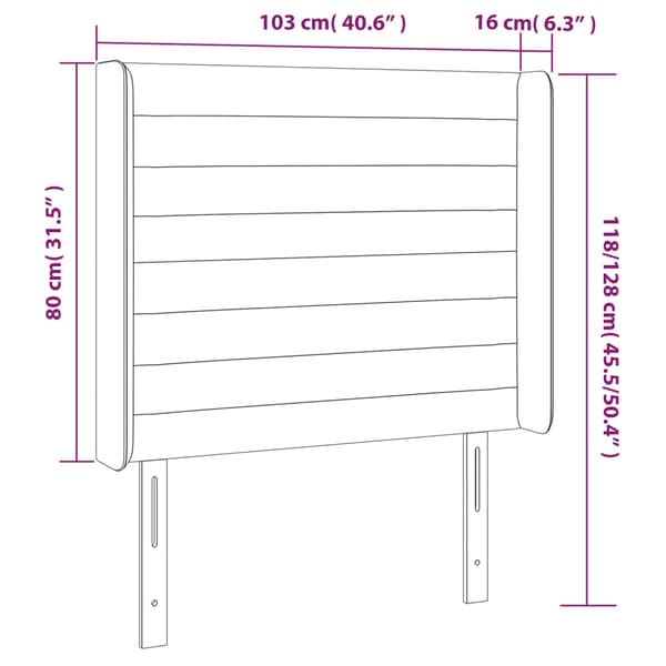 vidaXL Vingad nackstöd blå 103x16x118/128 cm tyg