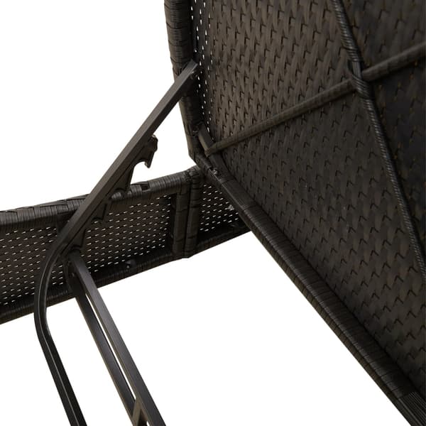 vidaXL dobbelt dagseng med hynder, sort, polyrattan
