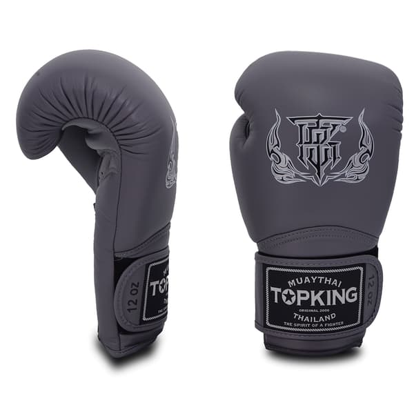Top King Supergrå Muay Thai Boxningshandskar 12OZ