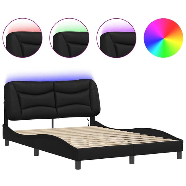 vidaXL sengestel med LED sort 120x200 cm kunstlæder