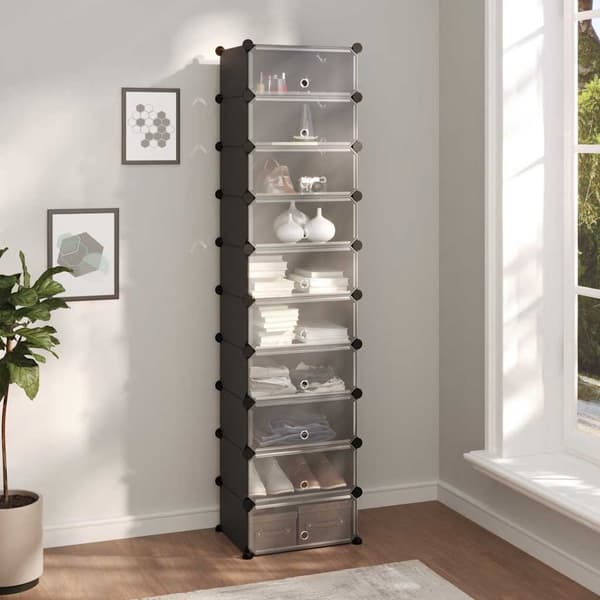 vidaXL skohylde sort 44x32x174 cm PP