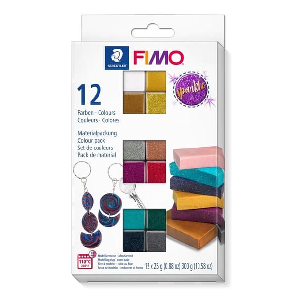 Fimo Effect Sparkle -setti 12 kuutiota 25 g