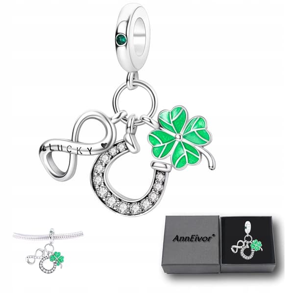 Modulär pärla S925 Silver Lucky Infinity 4-Leaf Clover Hästsko