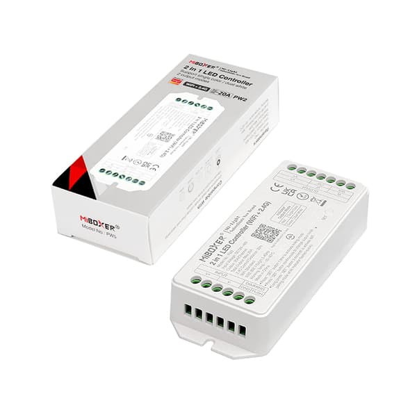 MiBoxer PW2 LED-controller (20A, 12-48V, WiFi+2.4G) til MONO/CCT-strimler
