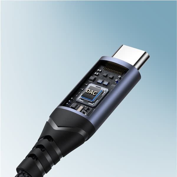 USB-C till 3,5 mm minijack DAC-adapter svart