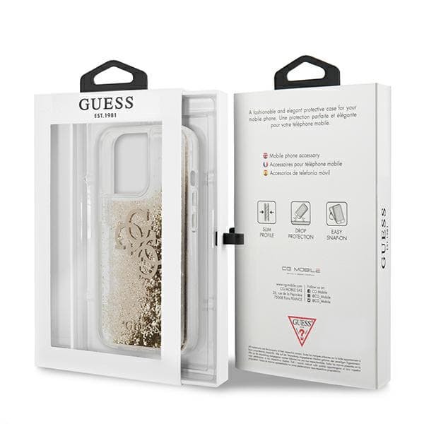 Guess 4G Big Liquid Glitter cover til iPhone 13 Pro Max, guld