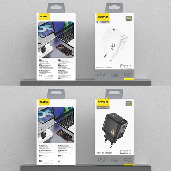 A28 GaN USB-C 45W vægoplader - Sort