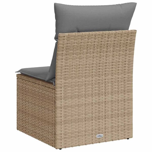 vidaXL Trädgårdssoffmodul, armstödslös, med kuddar, beige