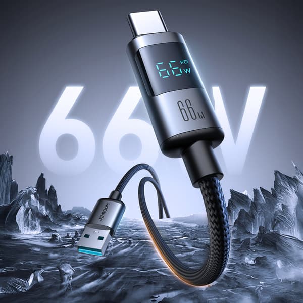 Näyttökaapeli USB-A - USB-C 66W 1,2 m - musta