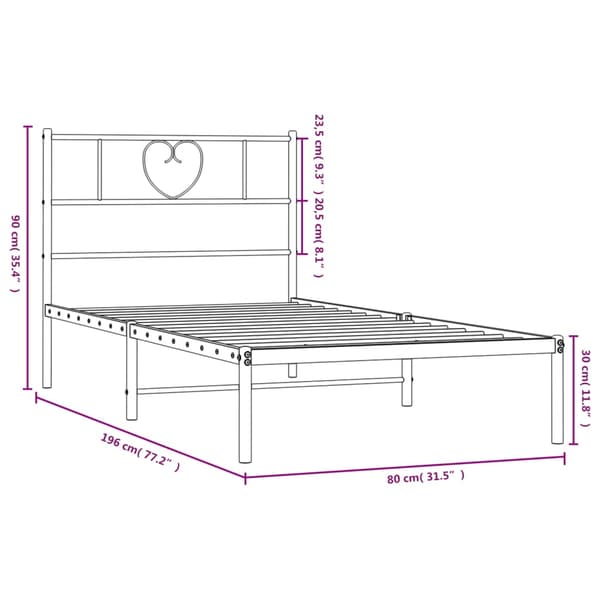 vidaXL metalsengestel med hovedgærde sort 75x190 cm