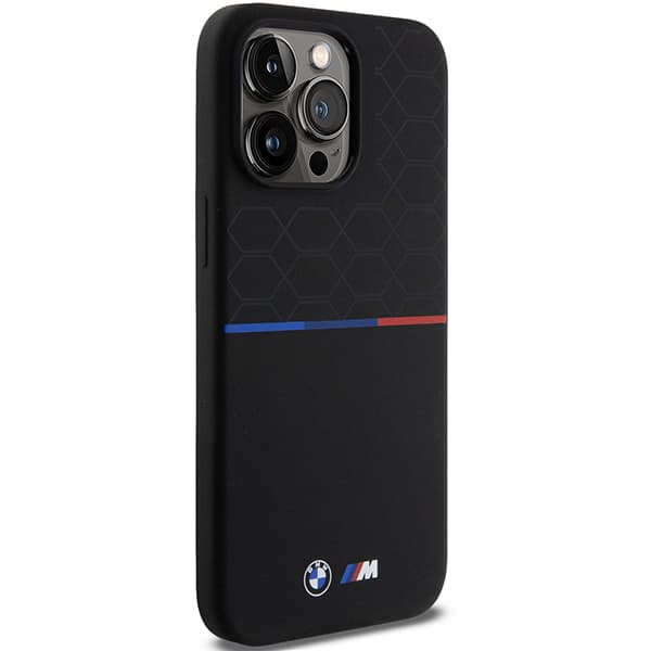 BMW M Silikone Mønster MagSafe Etui til iPhone 15 Pro Max, Sort