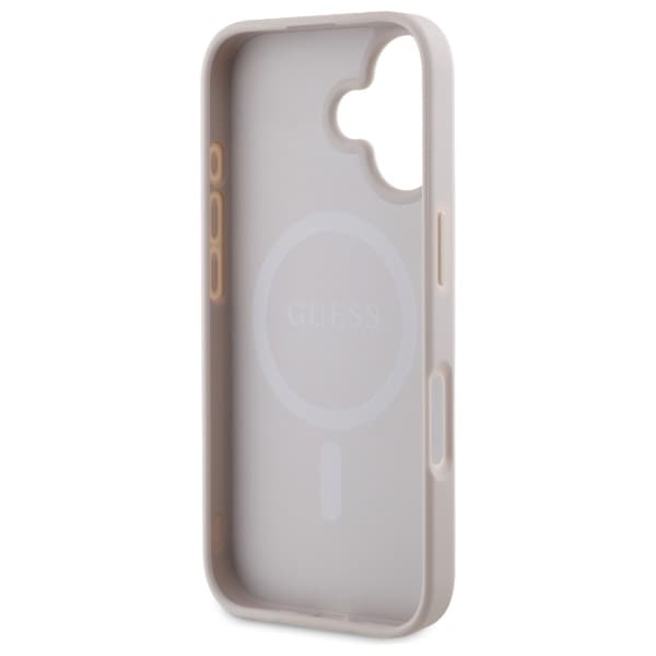 Guess 4G Ring Classic Logo MagSafe-etui til iPhone 16, lyserød