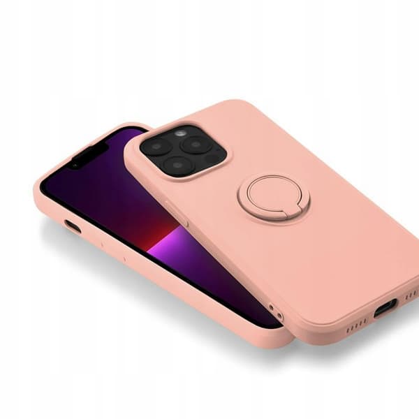 Skal till IPHONE 13 PRO Silikon Magnetisk Ring ROSA Baksida + Glas