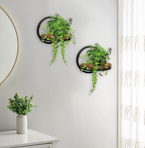 Musta metallinen seinäkukkateline Ebro Rustic loft