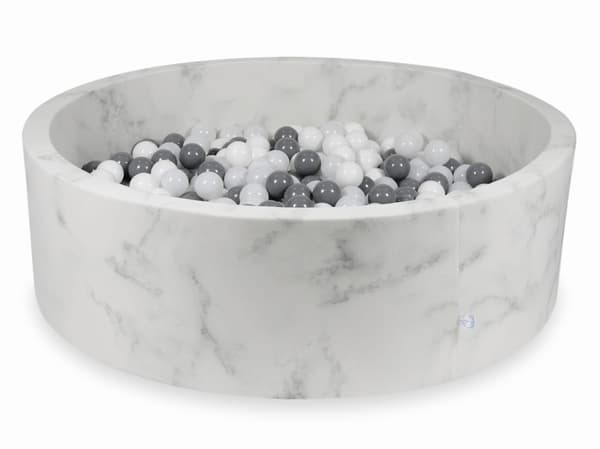 Torr pool 130x40 marmor med 700 bollar: vit, grå, vit tröja