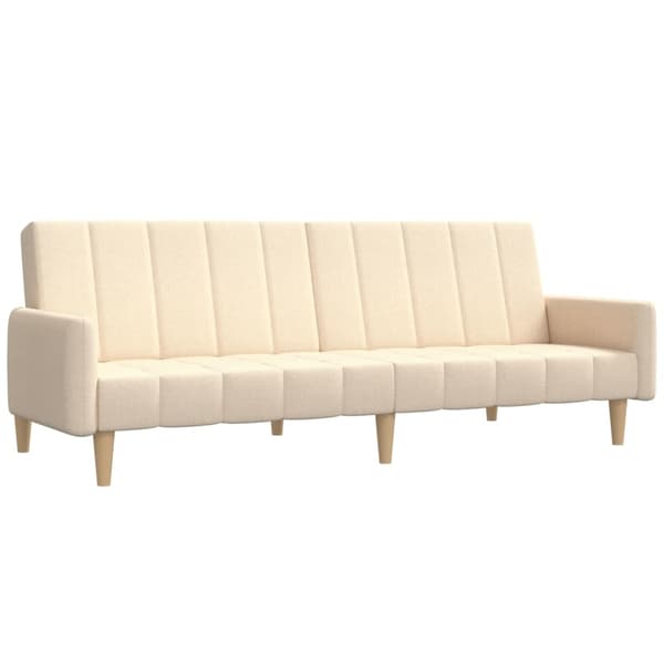 vidaXL 2-sits bäddsoffa, krämfärgad, klädd i tyg