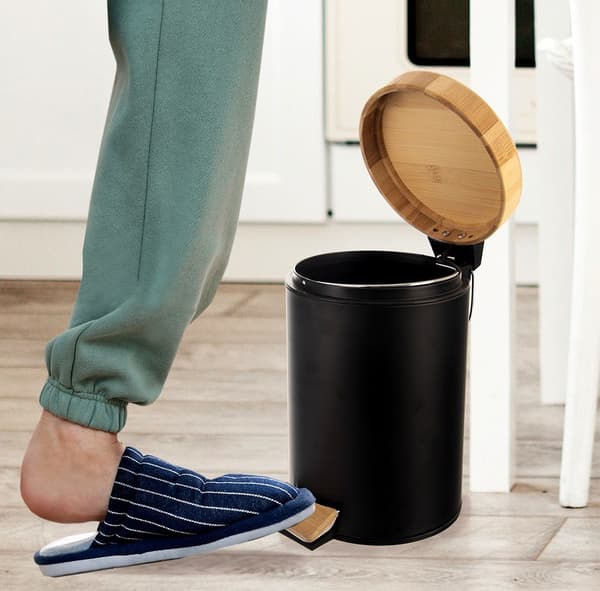 Metal affaldsspand med pedal, sort, SORT, 3 l