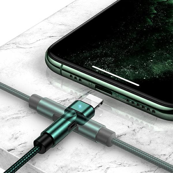 USAMS punottu pyörivä kaapeli U60 2A USB-A - Lightning Green