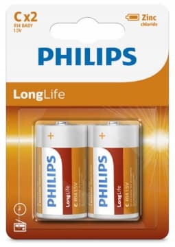 Philips LongLife C-batterier 2 stk.