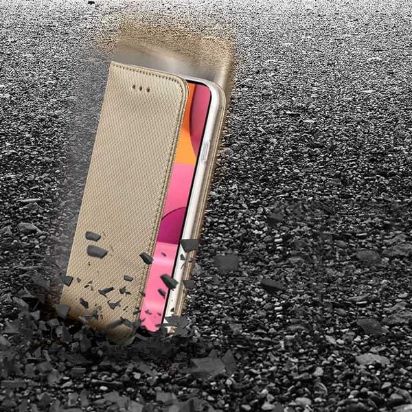 SMART MAGNET BOOKHOLSTER för Samsung Galaxy A20S GULD + GLAS