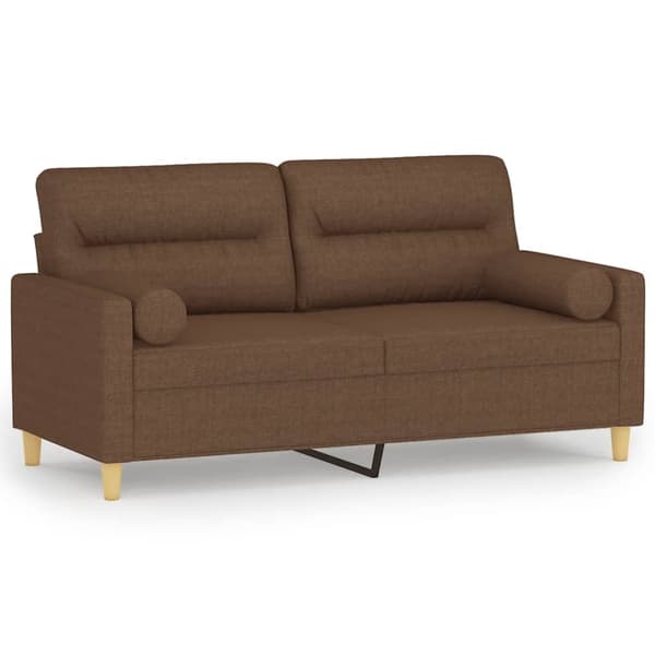 vidaXL 2-sitssoffa med kuddar, brun, 140 cm, tyg
