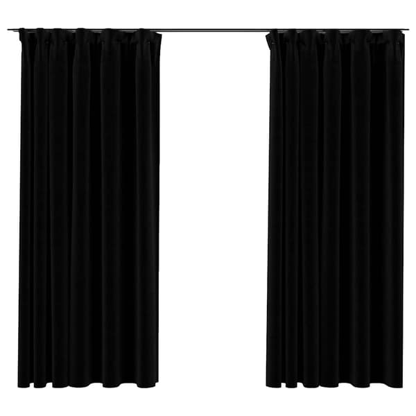 vidaXL gardiner i linnedlook, 2 stk., sorte, 140x175 cm