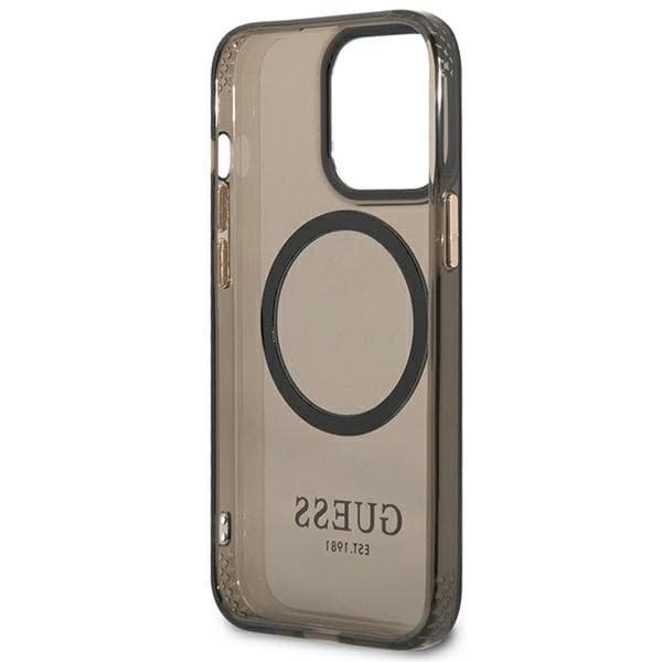 Guess Gold Outline Translucent MagSafe-etui til iPhone 13 Pro / 13, sort