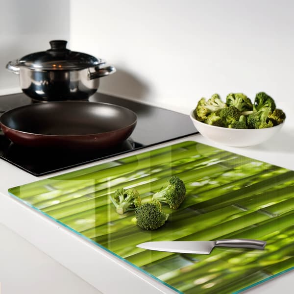Dekorativ skärbräda och serveringsbräda i glas, bambu, 60x52 cm