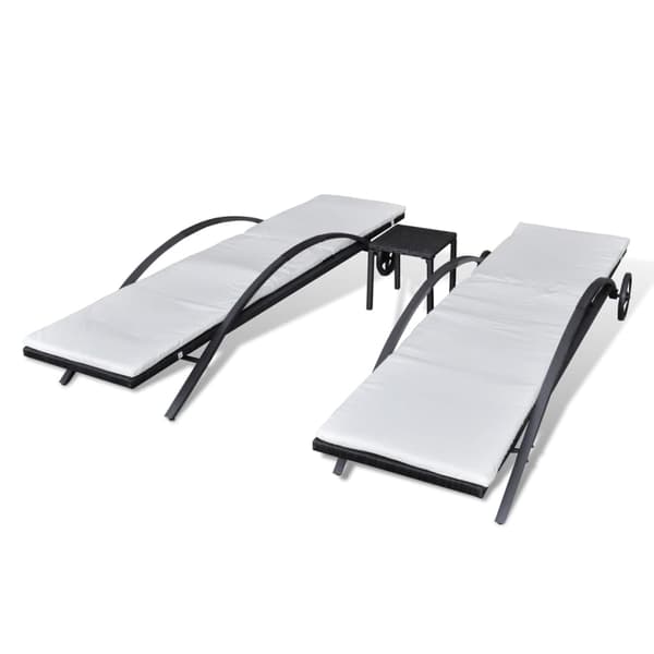 vidaXL Solstolar med bord, polyrotting, svart