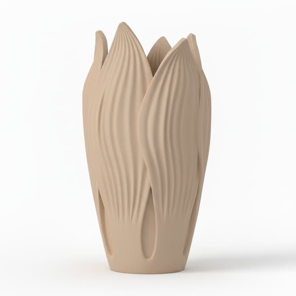 Dekorativ beige bladformad vas för blommor, modern design
