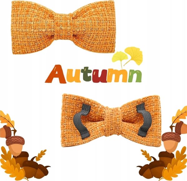Hundhalsband med rosett M - bomull, justerbart, orange