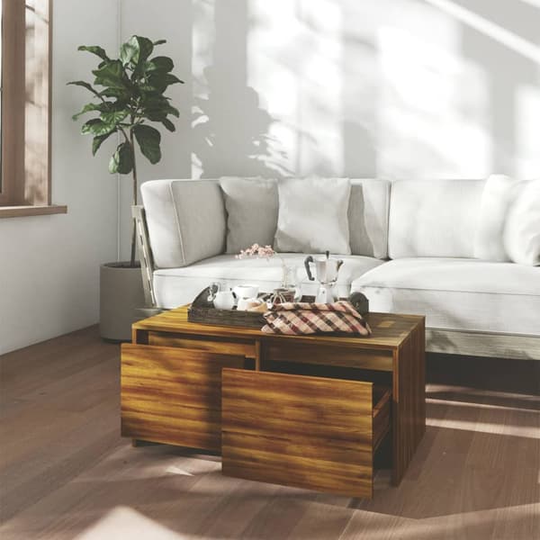 vidaXL sofabord brunt egetræ 90x50x41,5 cm