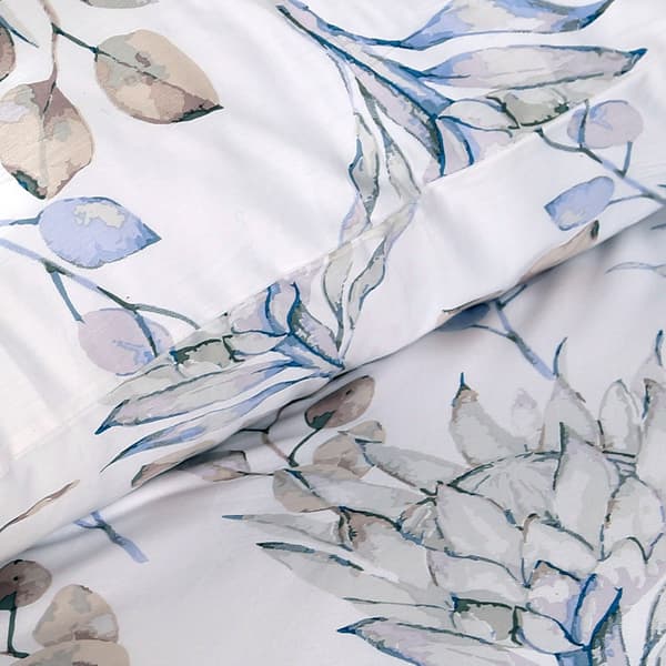 Sengetøj i bomuld 180x200 satin BOMULD vintermønster isblade blomster