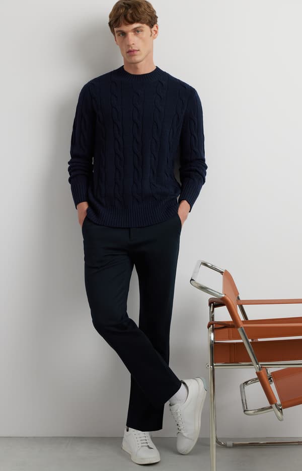 Kabelstrikket sweater XXL