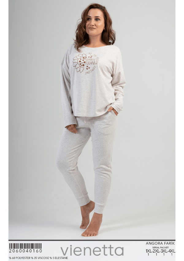 Vienetta Damepyjamas, Varm, Tyk, Størrelse 4XL, Lang