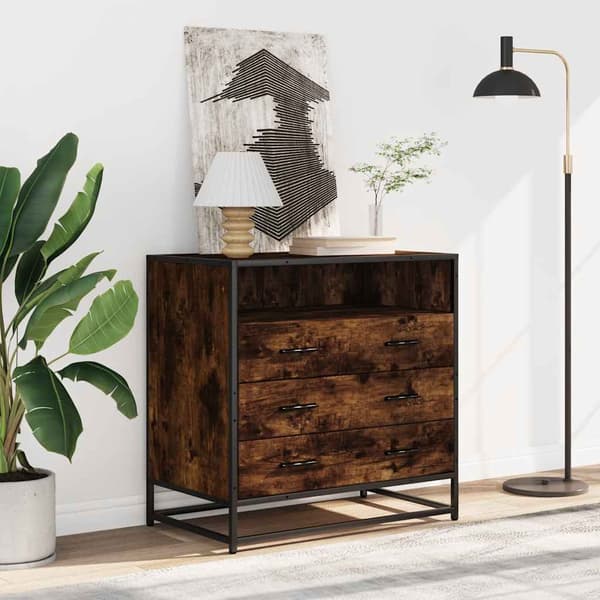 vidaXL kommode, røget eg, 70x41x70 cm, træbaseret materiale